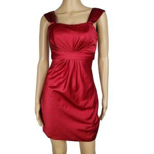 Da Vinci Womens Size 4 Red Satin Wide Straps Empire Special Occasion Dress